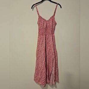 Hollister Red Floral Midi Dress Soze Medium
